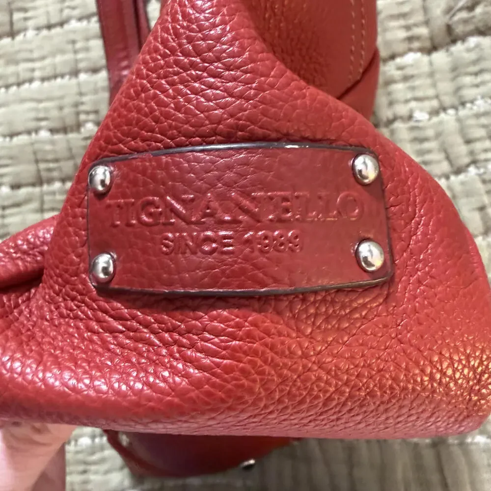 TIGNANELLO‎ Red Leather Hobo Satchel/Bag Luxury Y2K CabinCore